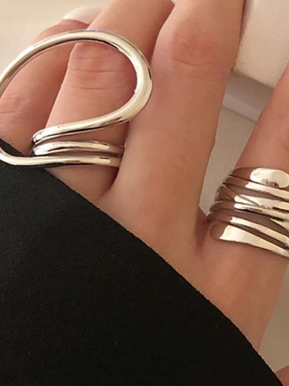 Elegant SilverSpiralRingM376